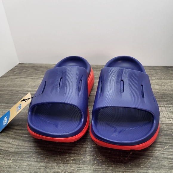 Hoka Ora Recovery Slide 3 Womens Sz 6 Slip On Sandals Bellwether Blue Alret Red - Picture 4 of 7